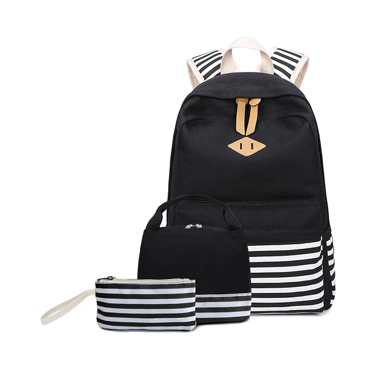 New design schoolbag set custom teens students canvas backpack boys girls school bags