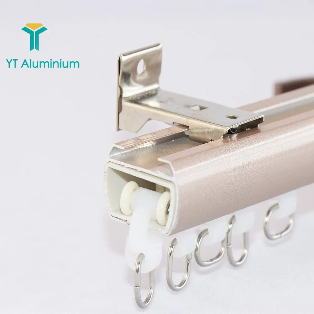 Wall Mounted Curtain Rail Aluminium Silent Recessed Curtain Track For Hotel