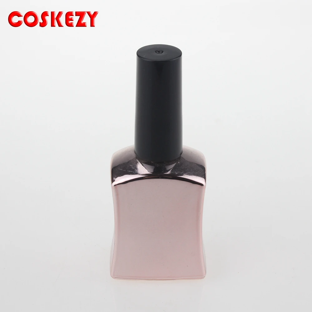 15ml Fancy Gloss UV Nail Varnish Bottle Empty, Wholesale Square Shape 15g Nail Polish Glass Container with Black Lid