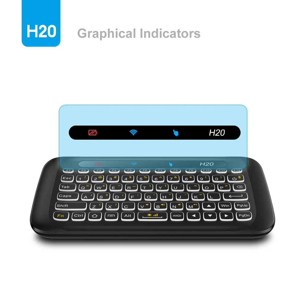 Acemax H20 mini keyboard and touchpad remote IR learning function Power button and backlit