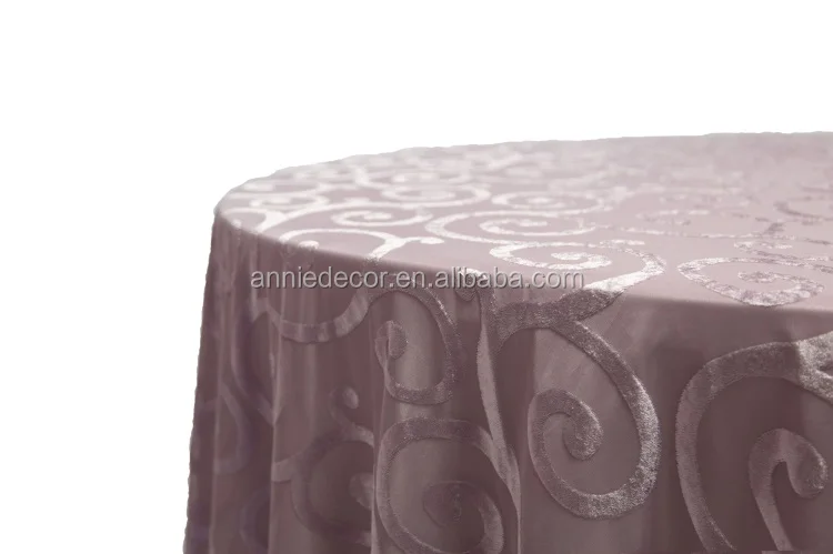 Disposable popular Elegant gougou velvet embroidery round linen table cloth