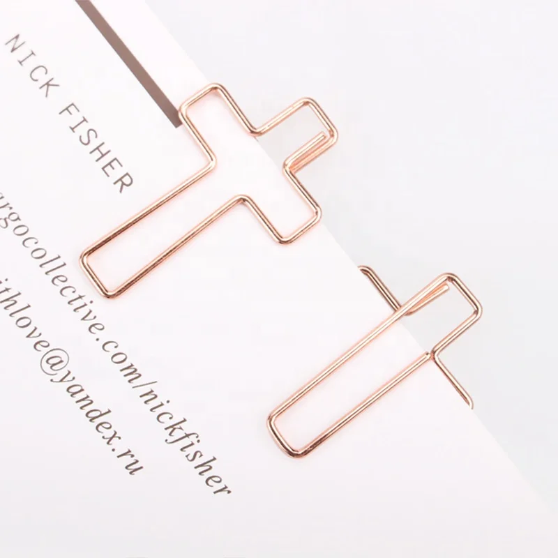 Office Supplies Gold Rose Shaped Metal Paper Clips Custom