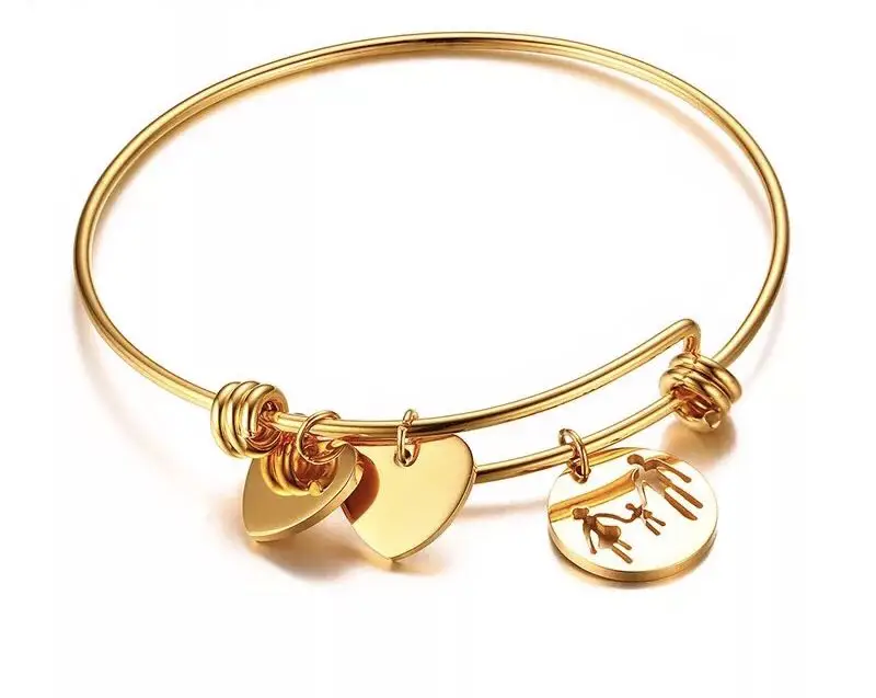 Hot Sale Stainless Free Custom LOGO Charms Dangle Adjustable  Bracelet Wholesale for Cheap Price