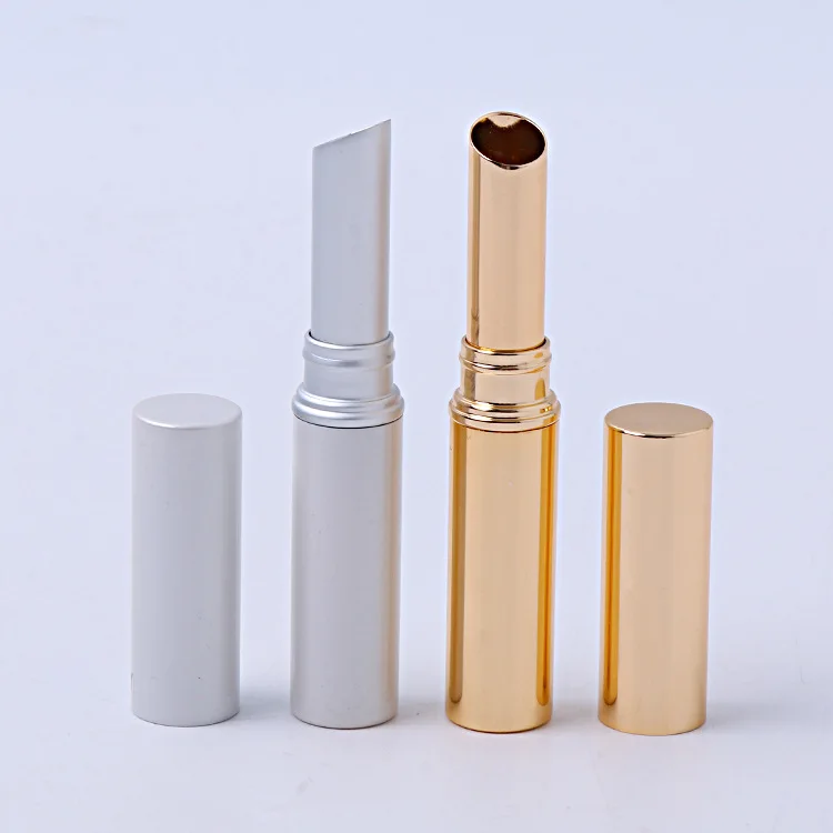 Low MOQ empty gold silver aluminum slim lipstick tube