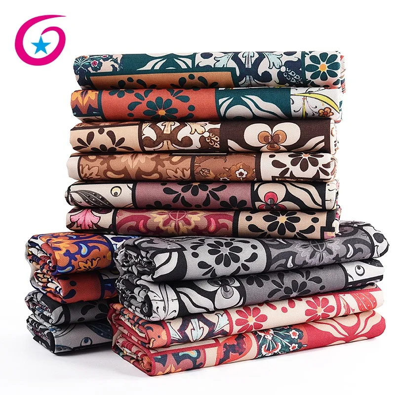 Transfer printed poly custom printed canvas fabric with floral