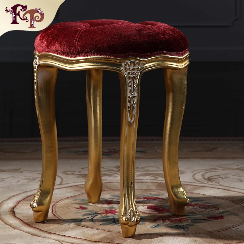 Классическая королевская кровать ручной работы-классический туалетный стул в стиле барокко из золотой фольги