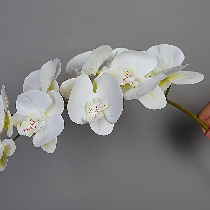 Hot sale artificial flowers 9 heads simulation white orchid for home decoration wedding occasion