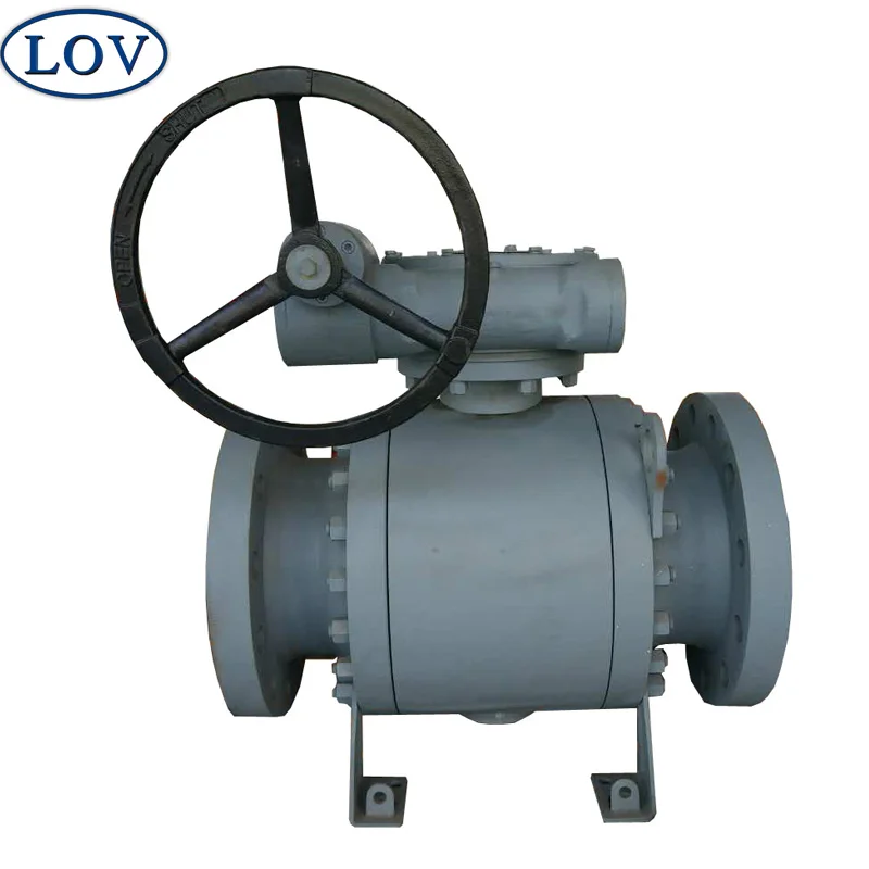 LOV 3PC Split Body Carbon Steel A105 Soft Seat PTFE Pneumatic Trunnion Ball Valve