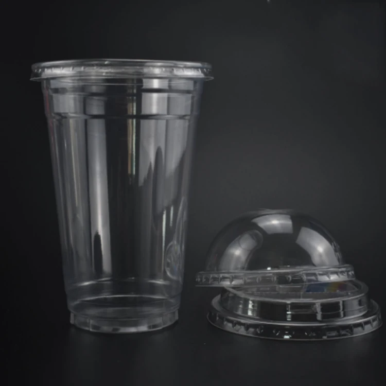 98caliber 500ml 16oz disposable pet bubble tea cups with lid for cold drink/juic/milk tea