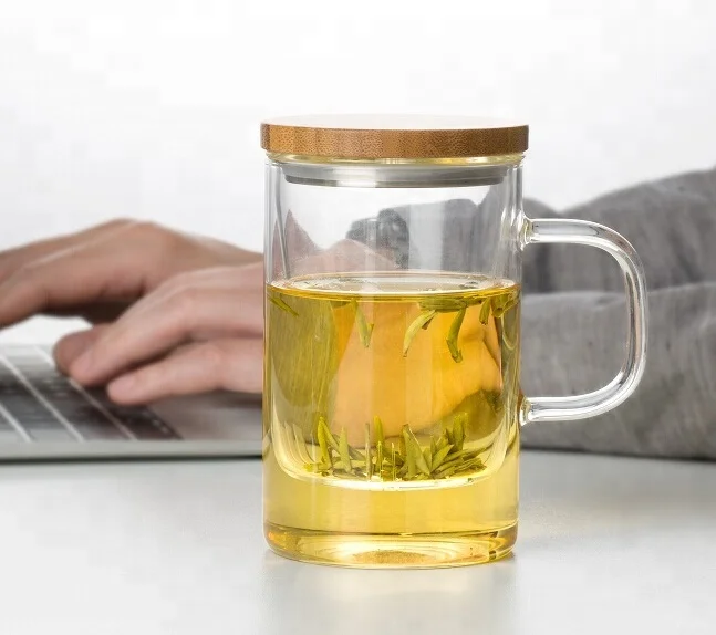 SAMADOYO 500 ML New Product Glass Cup With Bamboo Lid