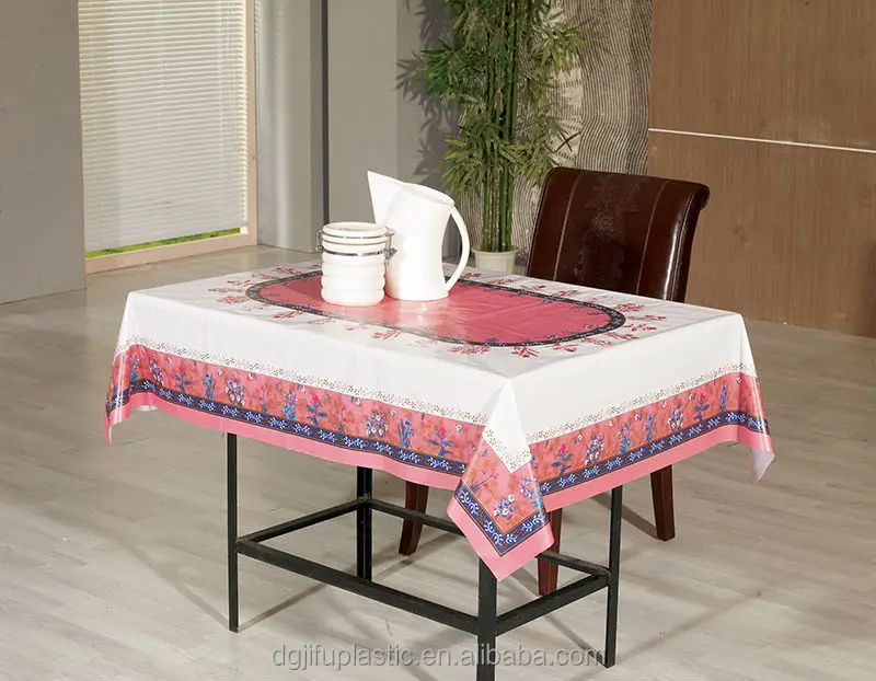 Golden embossed polyester PVC film wholesale washable table cloth clear plastic table cover