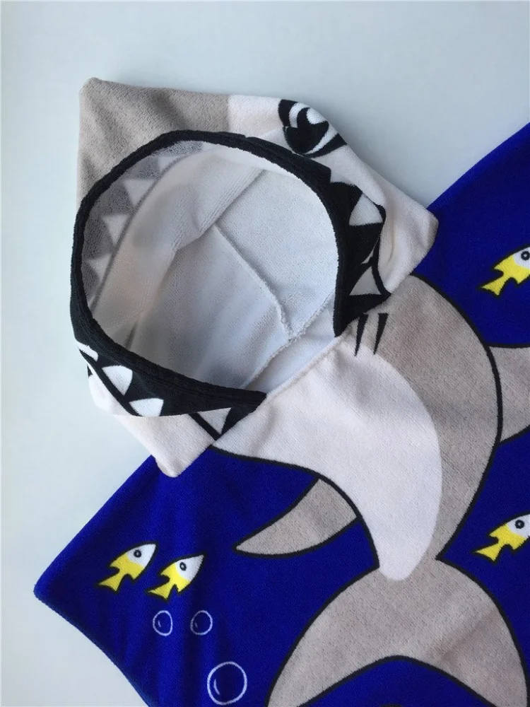 OEM 100 % microfiber animal hooded baby kid poncho beach wrap bath towel robe for kids