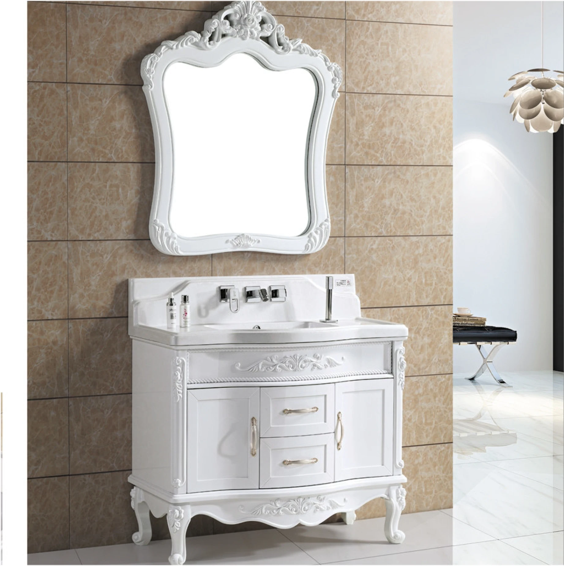 PVC Pure White Bathroom Vanity,Hangzhou Bathroom Furniture