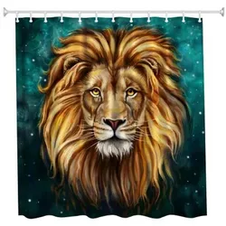 2024 Newest Custom Design Bathroom High Definition 3D Printing Mouldproof  King Lion Polyester Shower Curtain