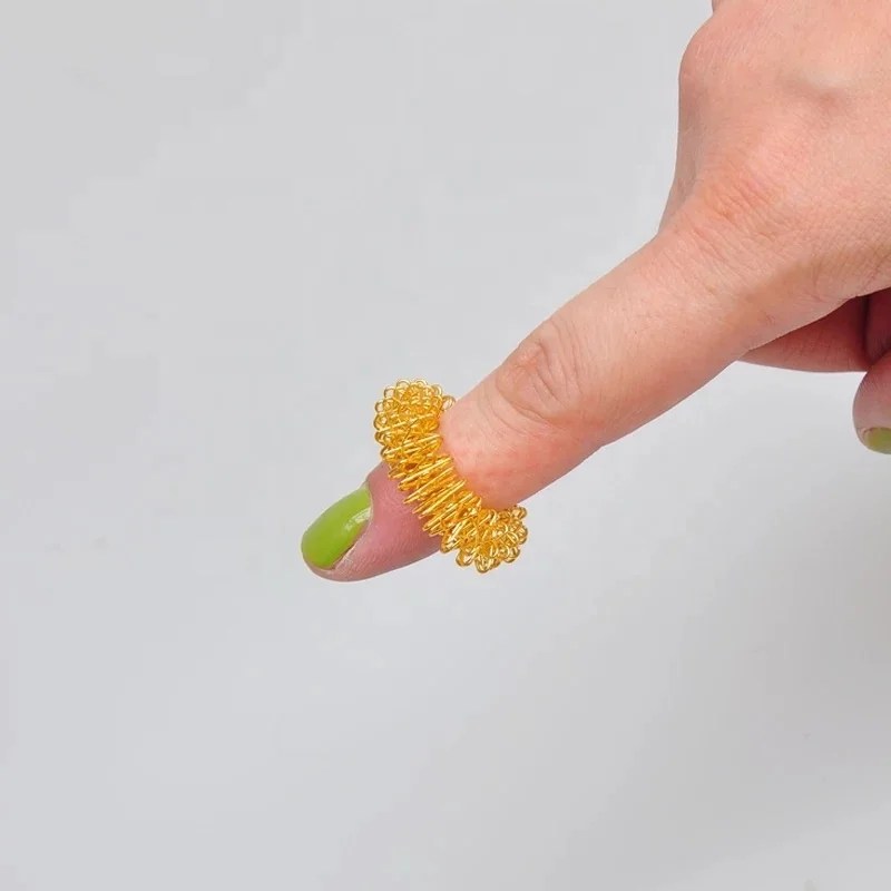 Gold color acupressure sujok finger massage ring