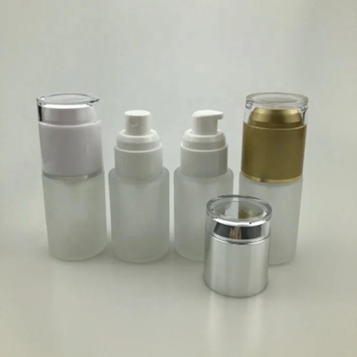 30ml clear frosted glass  with sprayer and duck pump lotion  bottle