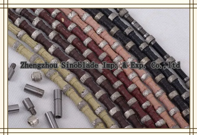 Rubber with Spring Diamond Rope Wire Saw for cutting block stone