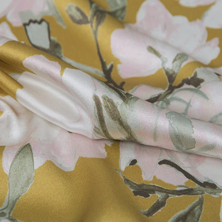 
Natural 100% silk satin digital printed fabrics produced in Chinese factories 