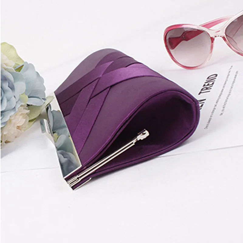 2016 Hot Noble Ladies Clutch Purse Chain Handbags Women Evening Bag Purple Bride Wedding Party Purse Clutch