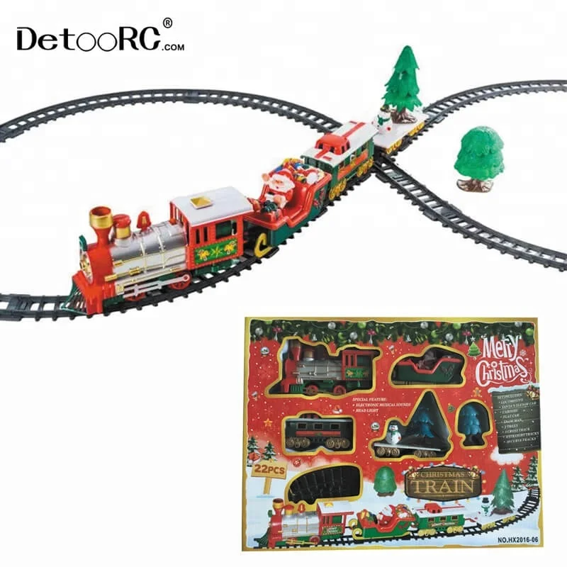 Detoo tracking train set electric toy with light with music children gift new year kids hot toys for Christmas 2018