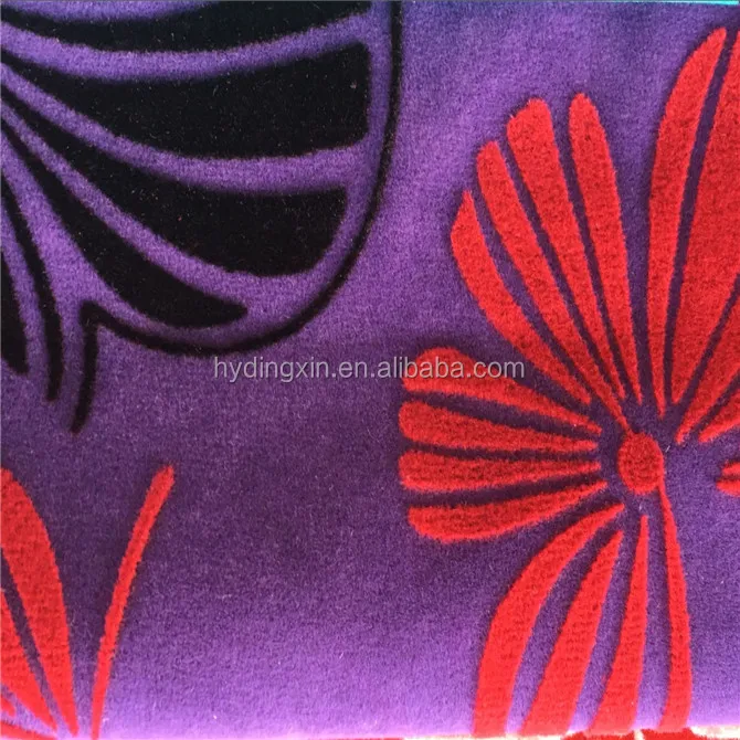 100% nylon micro flock on flock sofa fabric for home textile flower pattern