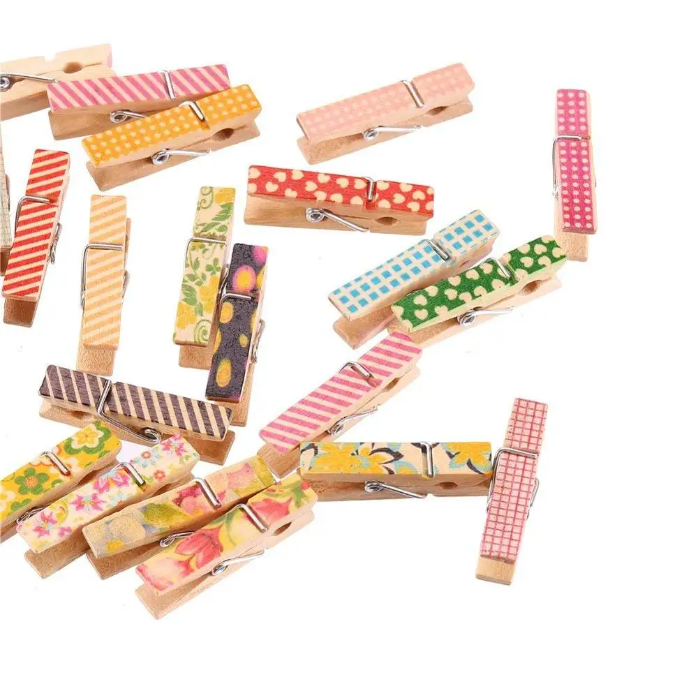 Mini printing colorful photo paper used wooden clothes pegs