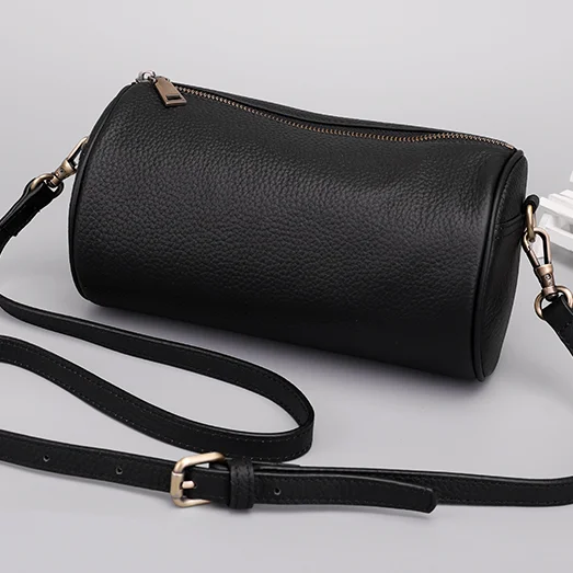 Genuine Leather Cylinder Sling Bag with Round Mini Coin Bag Supplier