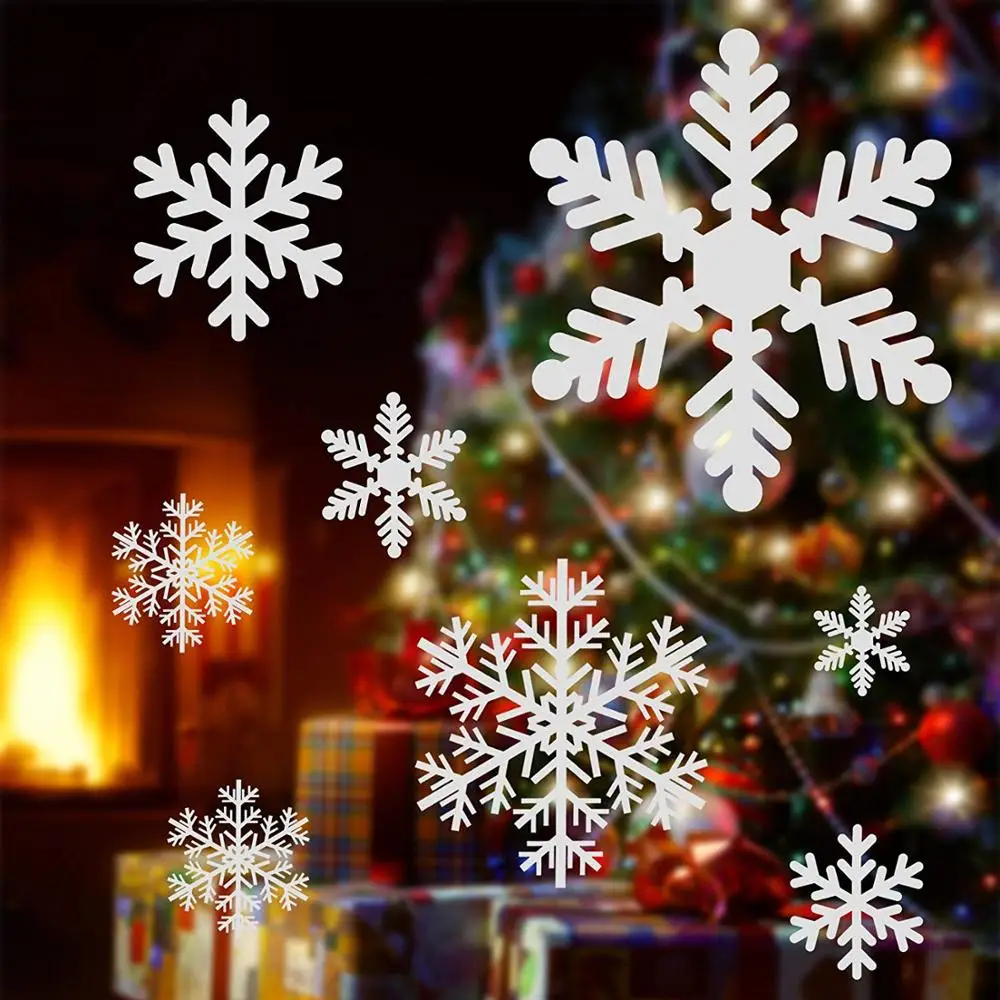 Christmas Decoration Snowflake Window Clings Glueless PVC Wall Stickers for Windows Glasses