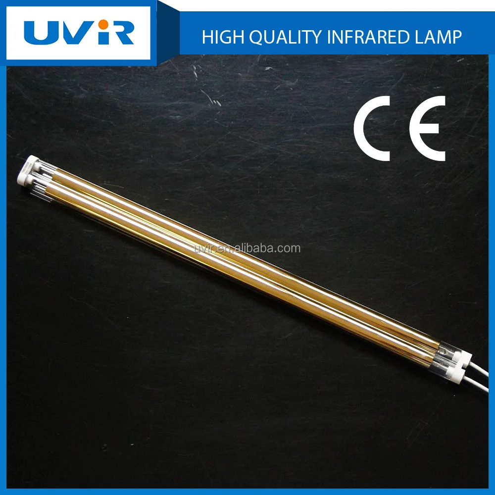 Gold twin tube mediumwave infrared heater for powder coating IR lamp