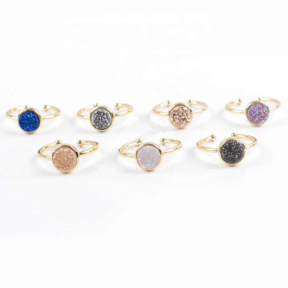 ZG0361 Fashion Jewelry Natural Dryzy Agate Ring Adjustable Gold jewelry Rings for Women