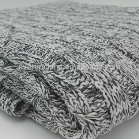 100% cotton cable knit bedding knitted throw blanket for young
