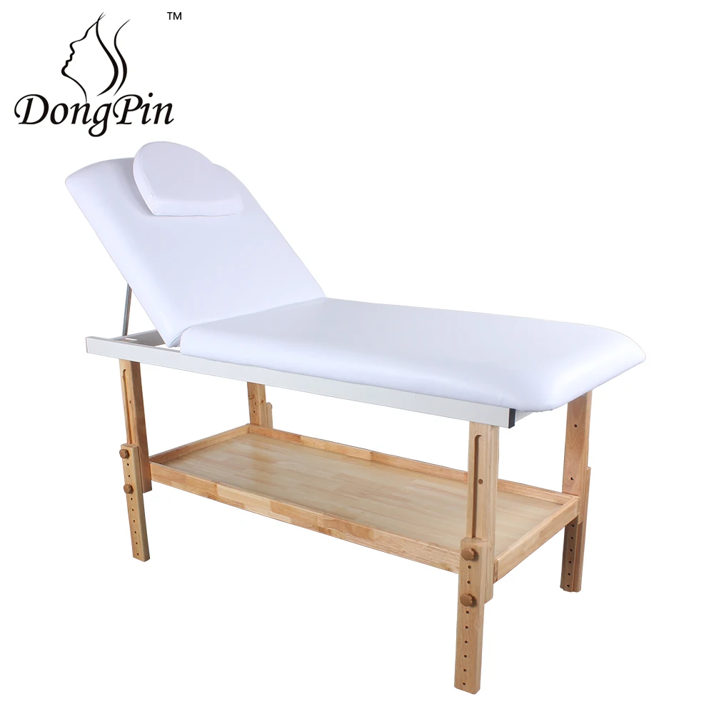 Solid Wooden Massage Table Bed Salon Furniture Facial Spa Bed with Storage