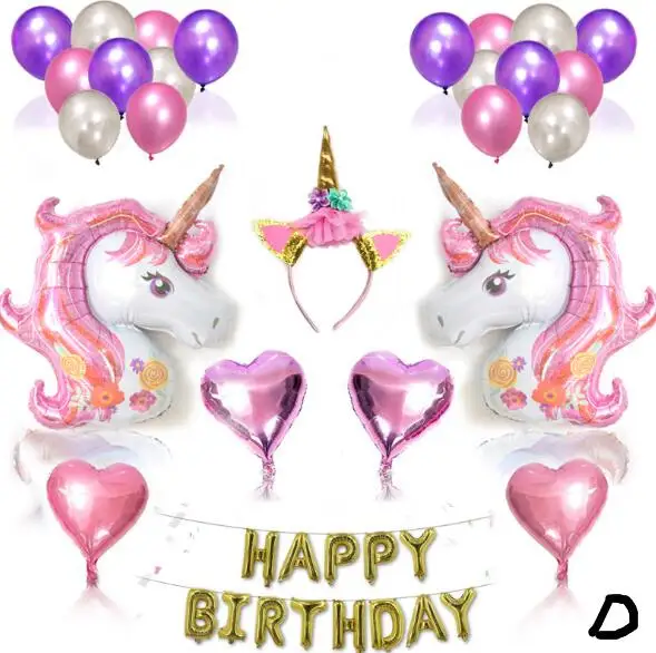 Wholesale Unicorn Balloons Birthday Party Supplies for Child Birthday Decorations Baby Shower Decorations Set