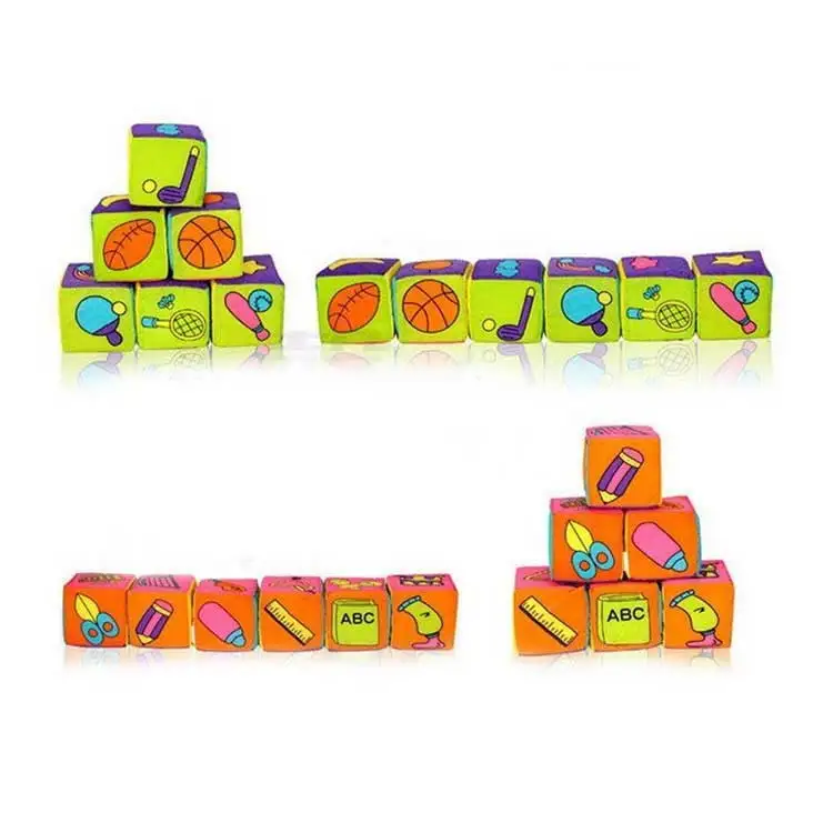 Custom Designs Plush Words and Pictures Cube Block Soft Baby Education Toy Dice Toys