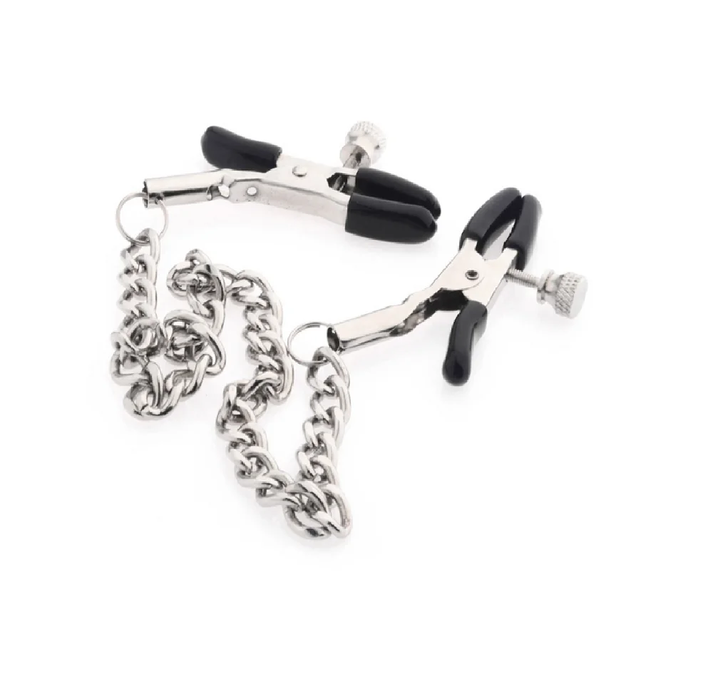 Metal Nipple Clamps With Chain Sexy Game Breast Clip Bondage For Couple