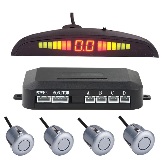 4 pcs 18.5mm Metal clip LED digital display Parking Sensors Car Reverse Backup Radar System with waterproof connector