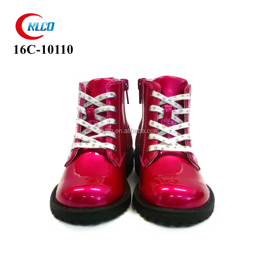 Оптовая продажа, детская обувь на плоской подошве из искусственной кожи, блестящие ботинки для девочек