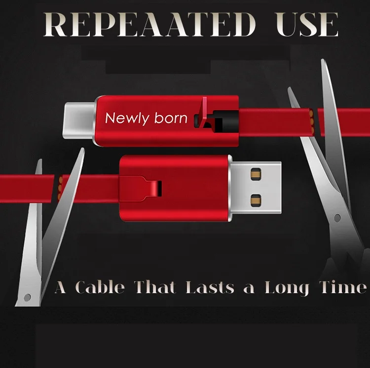 
2019 new micro usb type-c light ning quick charge and transfer data cable, Cut off and reconnect charging data cable line 