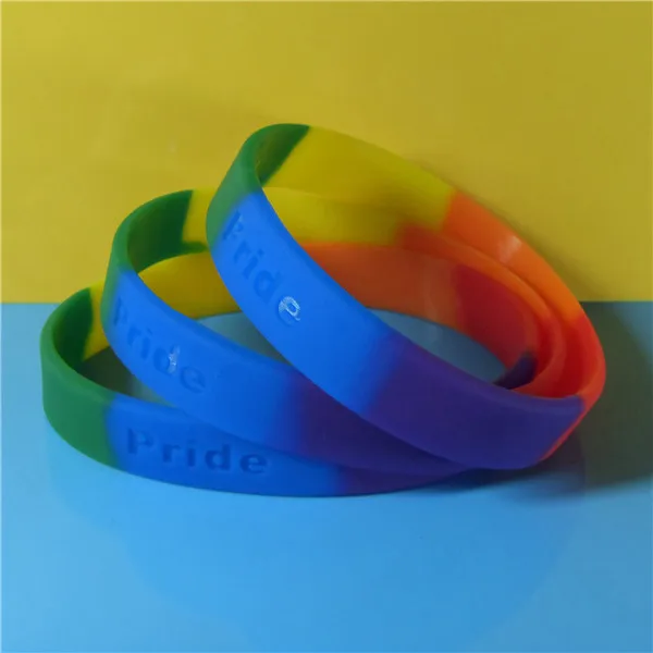 Colorful Rainbow Silicone Bracelets/7  Colors Segmented Silicone Wristbands/Rainbow Bands