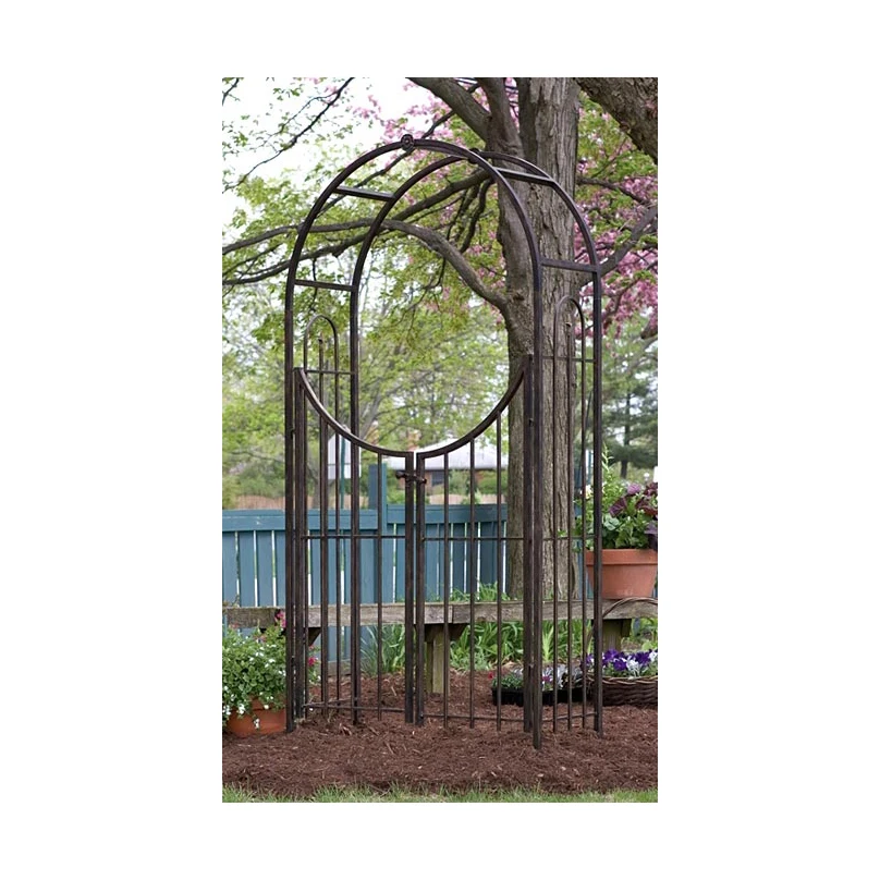 Backyard Arch Topped Garden Arbor with Gate