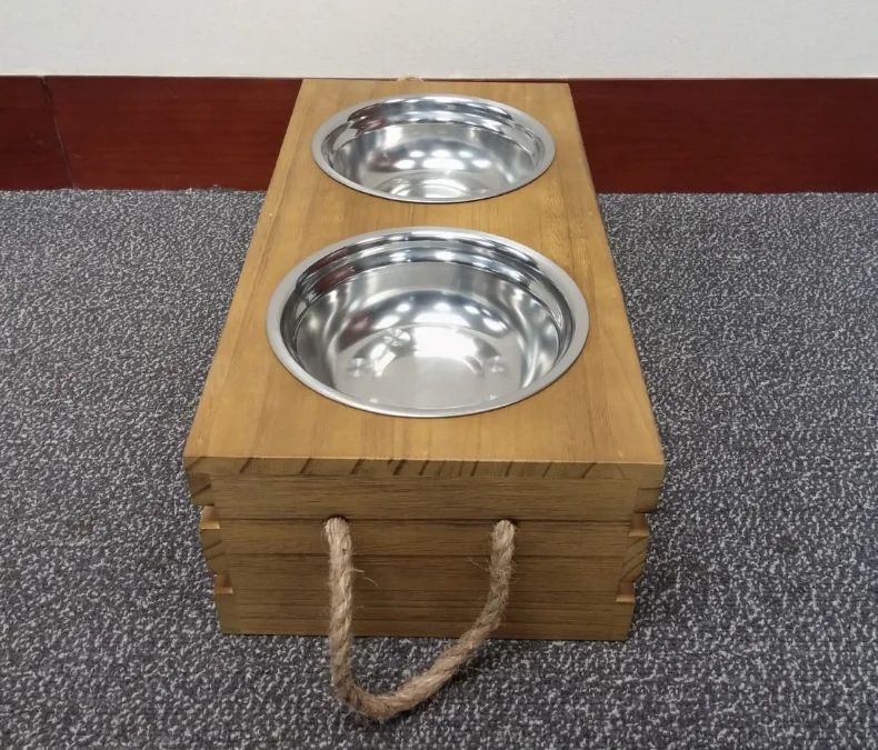 Rustic Wood Dog Bowl Stand/Wooden Dog Food Bowl