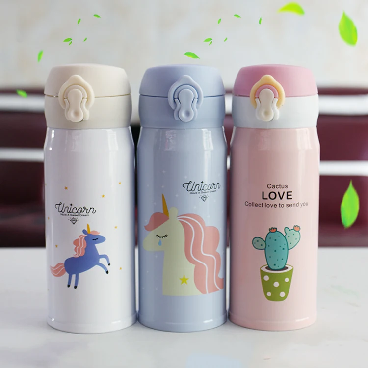Cute Gradient Color Vacuum Cup 350ml Stainless Steel Insulated Thermos Flask For Gift