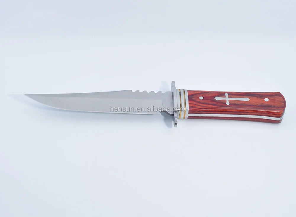 Fixed blade hunting bowie skinning Blade pakka wood knife