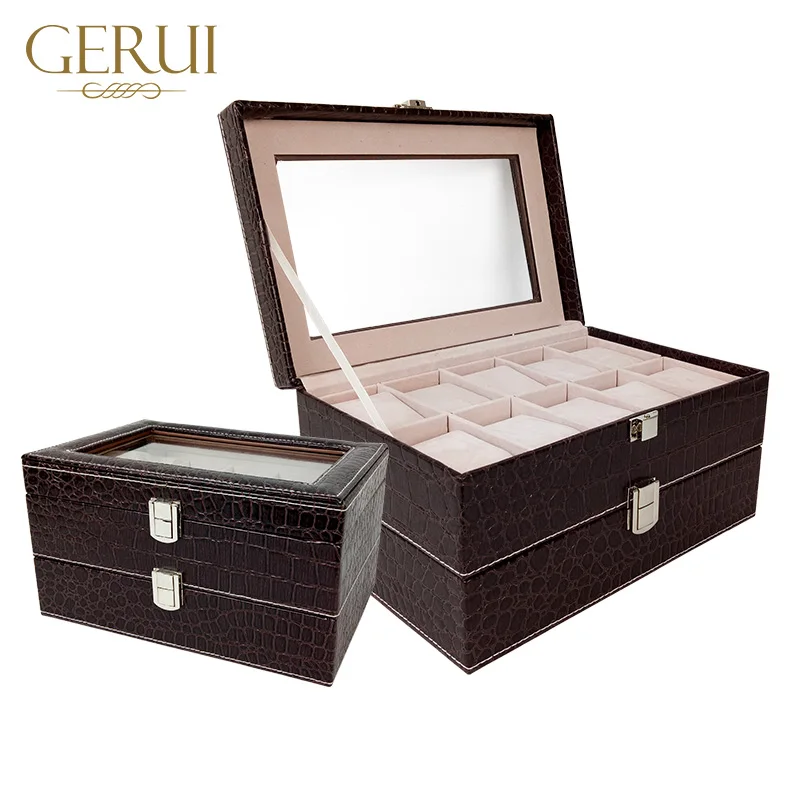 manufacture custom watches men wrist storage watch box 20 slot pillow wooden leather watch box