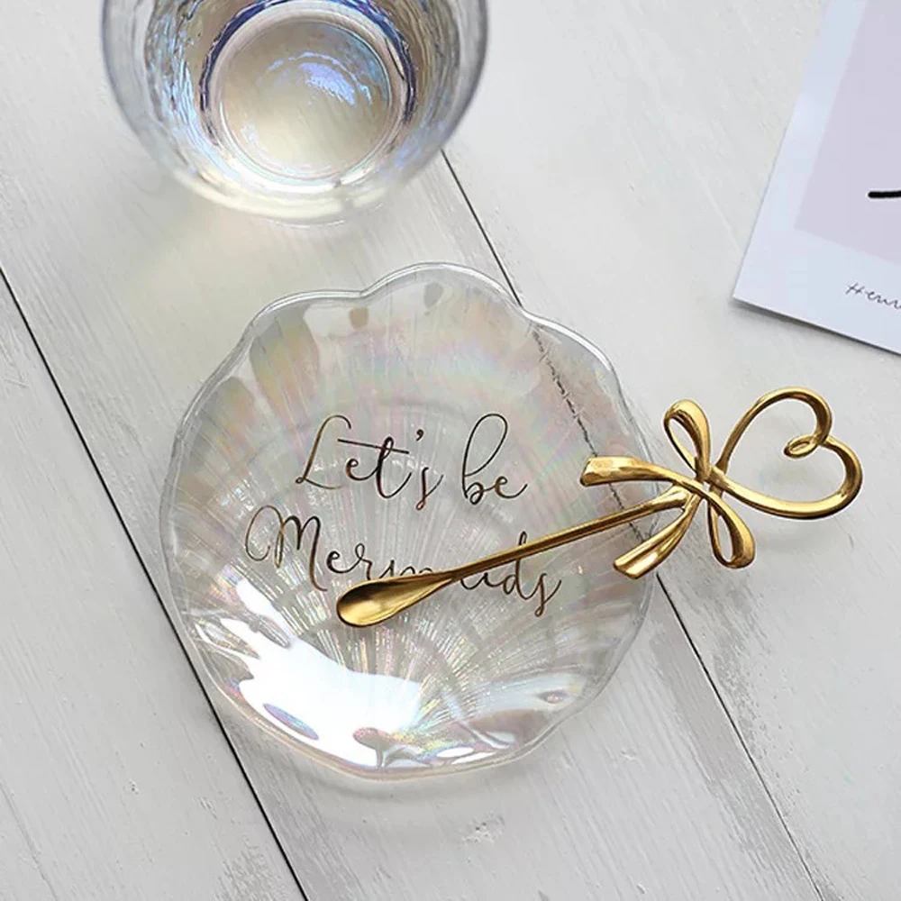 
Iridescent Decor Tray Shell Plate Colorful Shell Shaped Charger Plates Shell Plate 