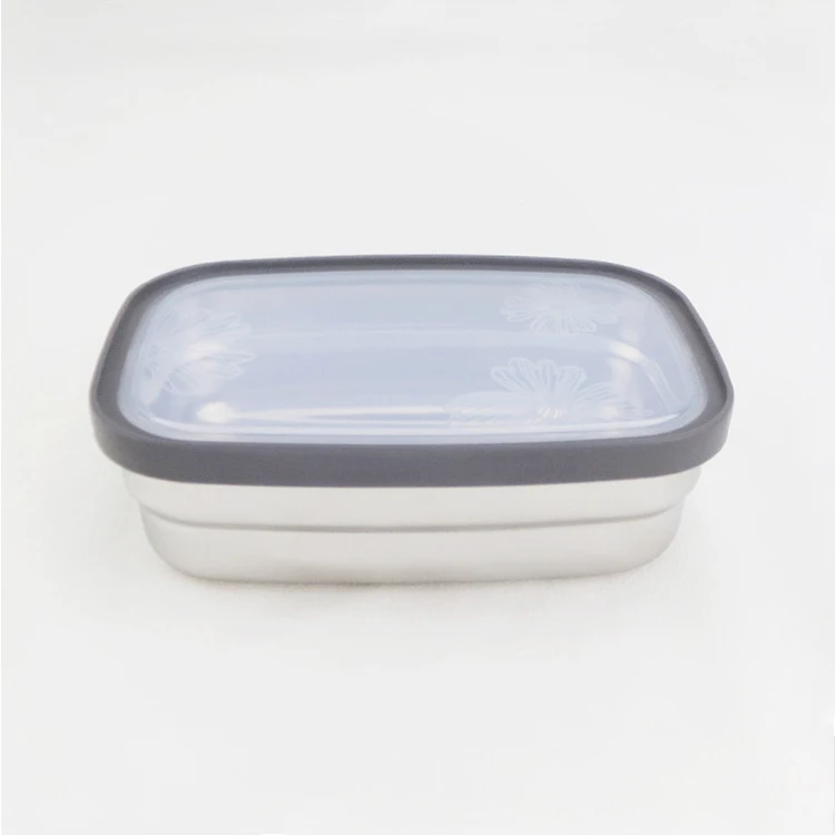 
Stainless steel 304 high quality square crisper lunch food container with plastic seal cover/lid, food storage box 