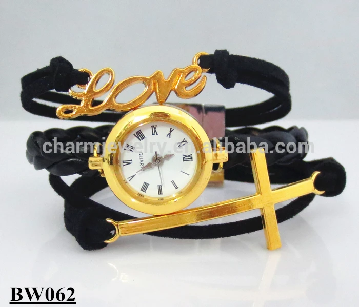 2014 новый золото женщин бесконечности часы кожаный обруч браслет смотреть bw062