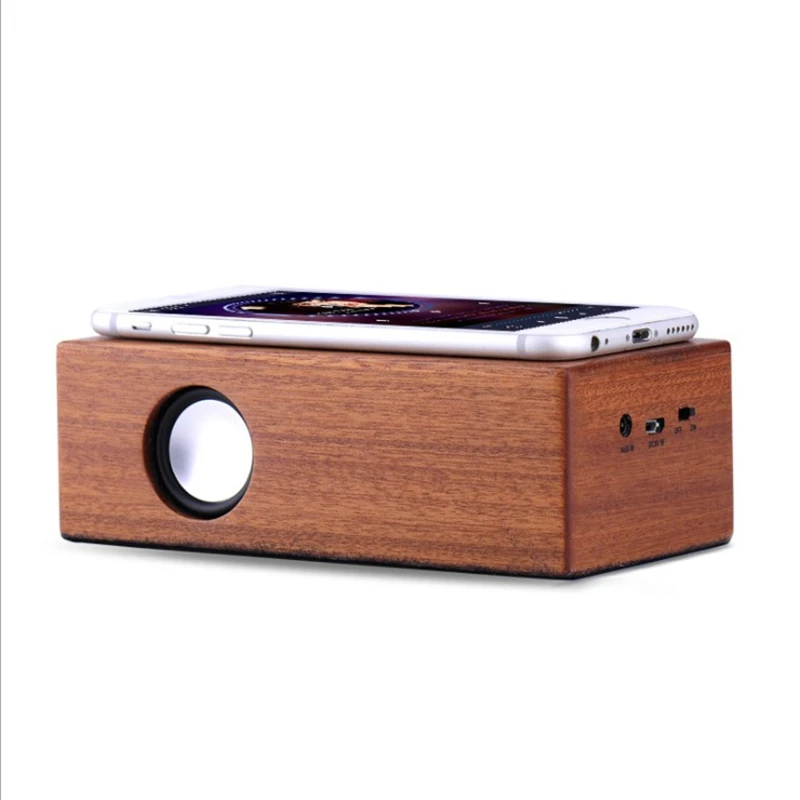 
Hot sale wooden small speaker creative wireless audio retro induction smart phone computer speakers 