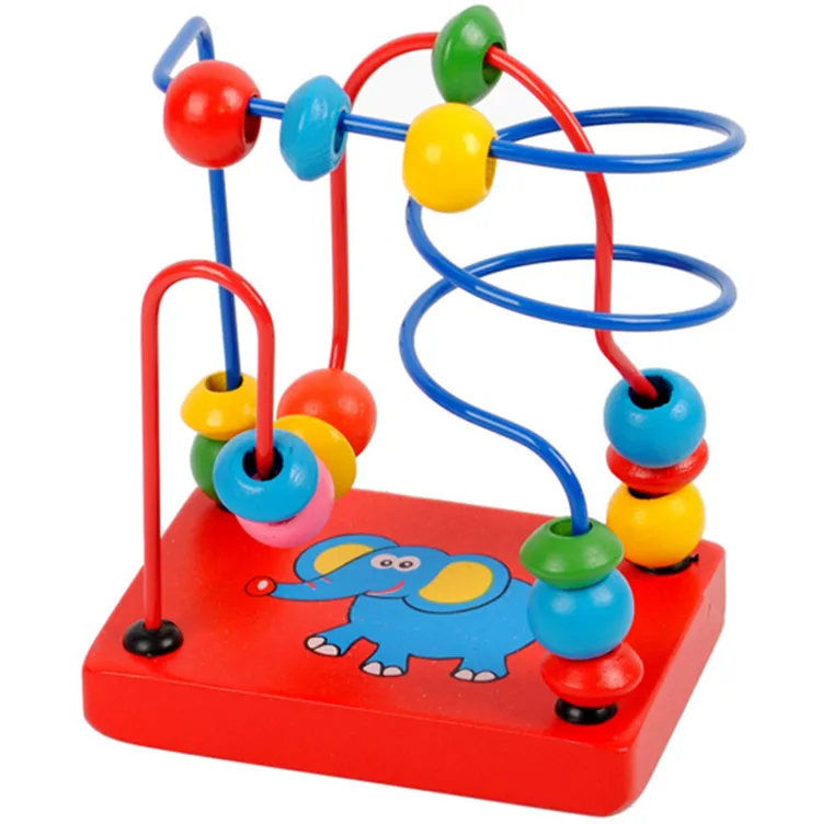 Baby educational wooden toys mini Around Beads track toys for children gift