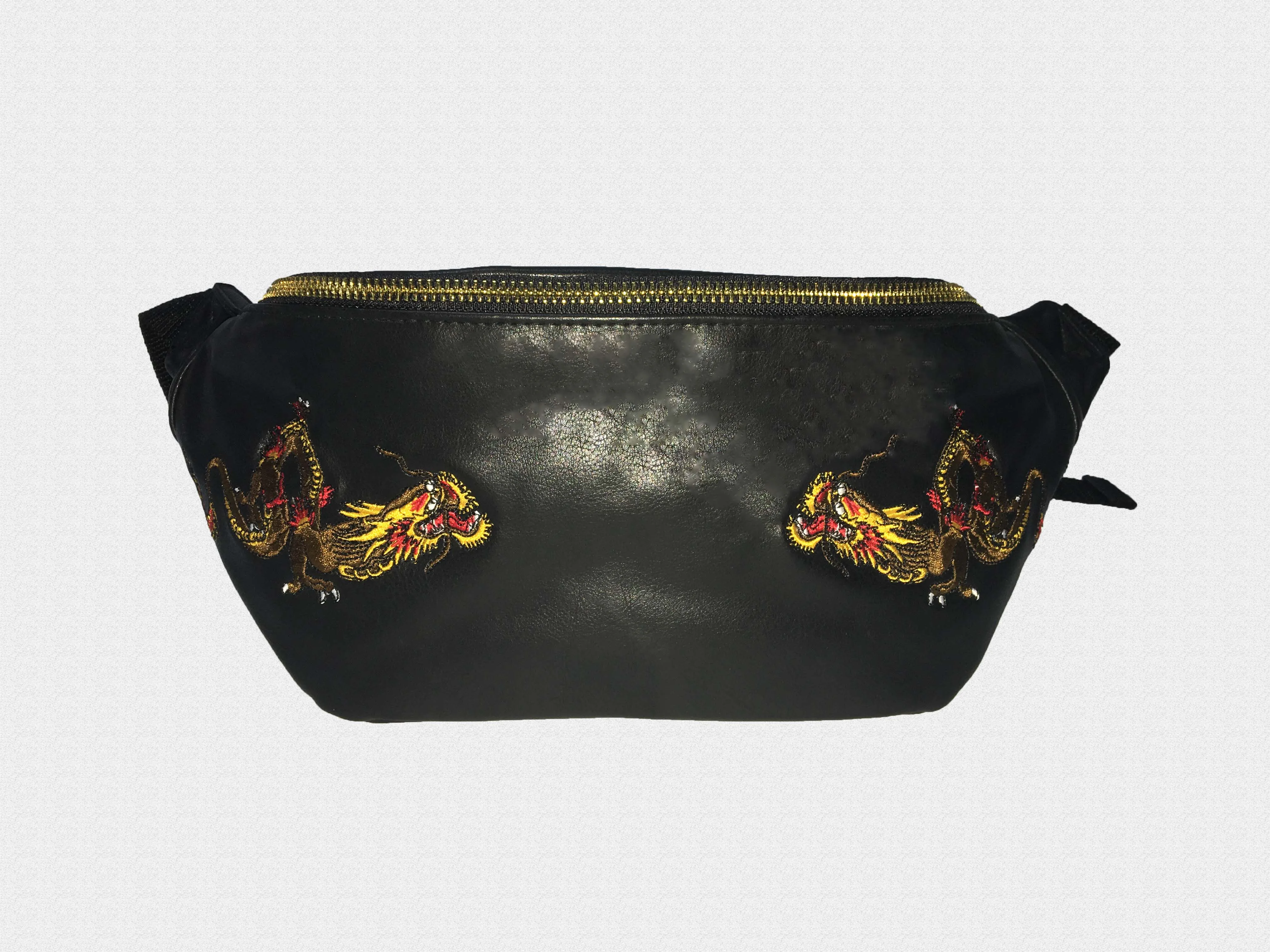 Customized classic Crossbody Bag Chinese dragon PU leather applique Fanny Pack Embroidery waist bag